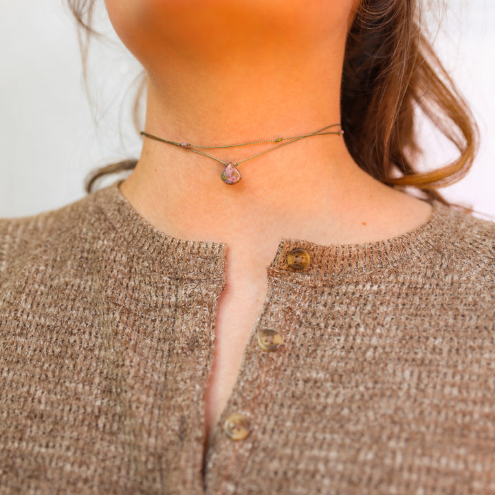 FAYE Lilac Earthy Drop Layered Choker Necklace