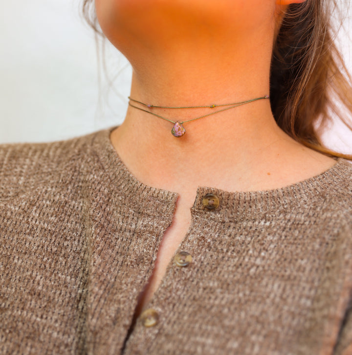 FAYE Lilac Earthy Drop Layered Choker Necklace