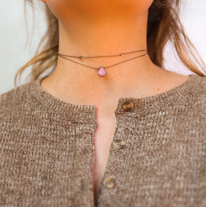 ANEMONE Pink Psychedelic Drop Layered Necklace