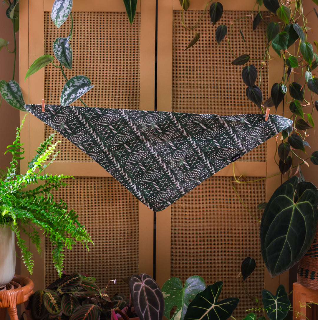 Forest Green Tribal Dog Bandana