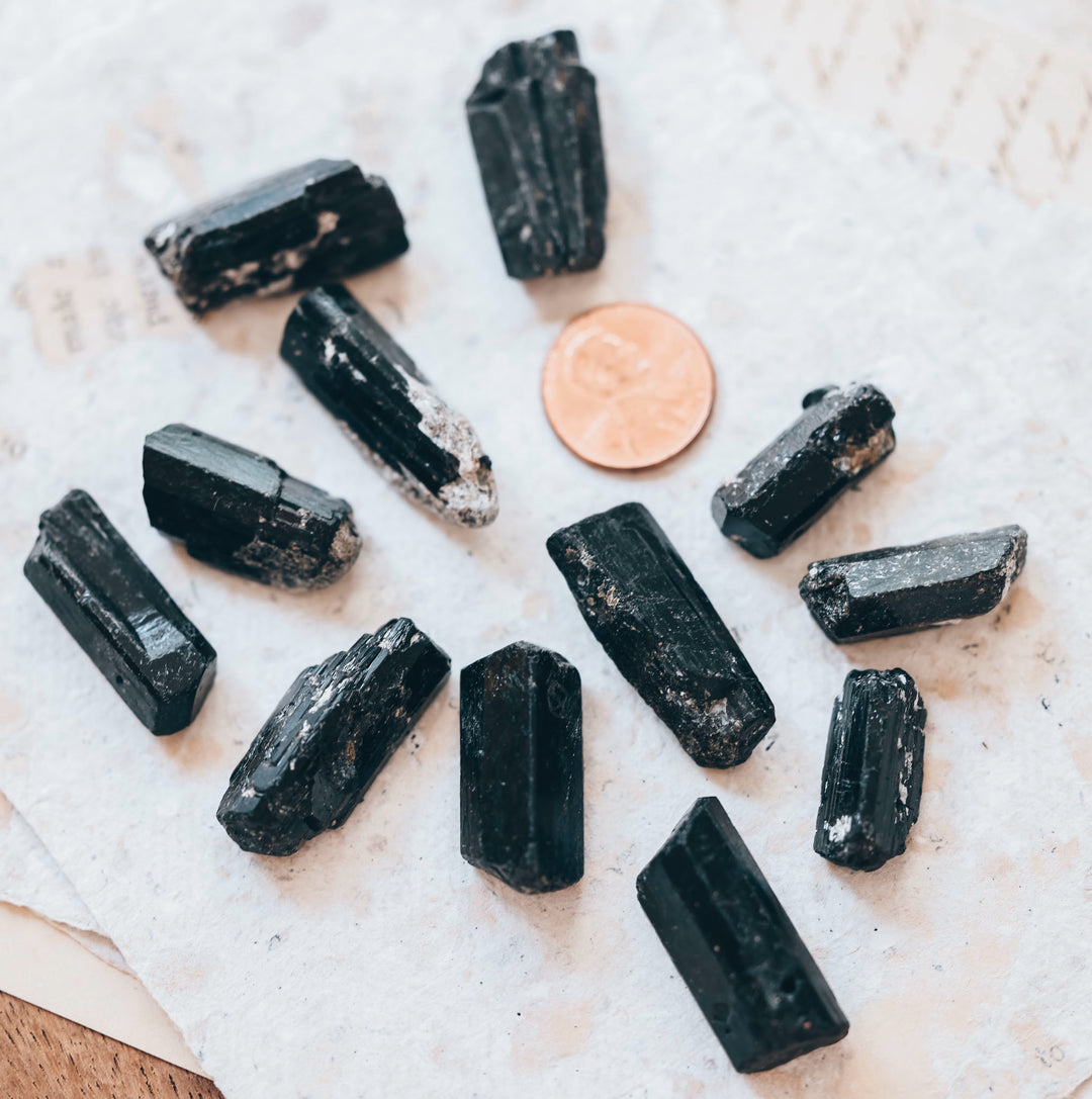 Raw Black Tourmaline Crystal Pendant Necklace