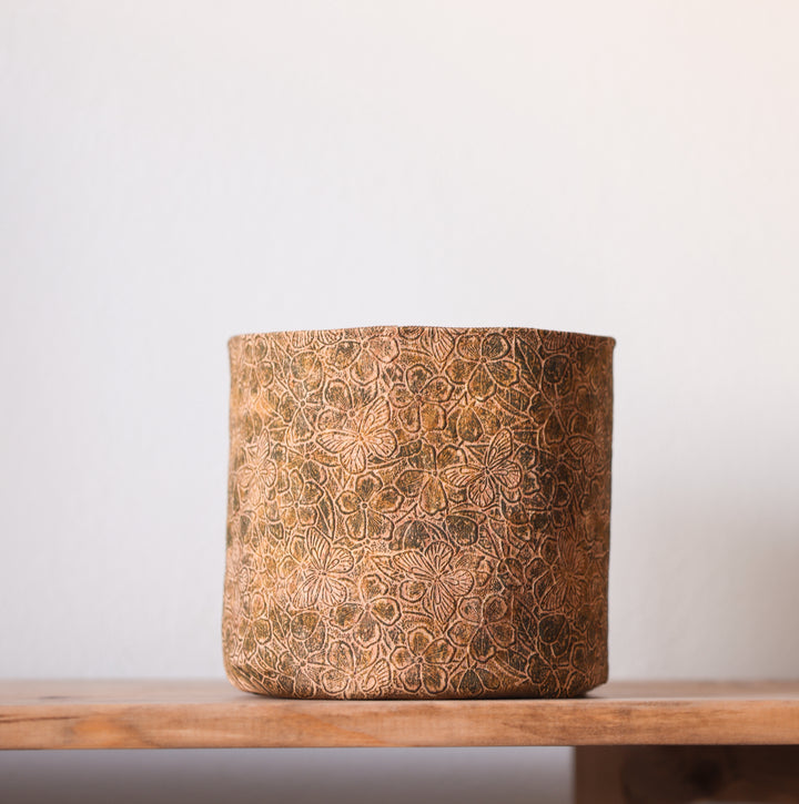 Rustic Flowers & Butterflies Cork Planter Cover Pot