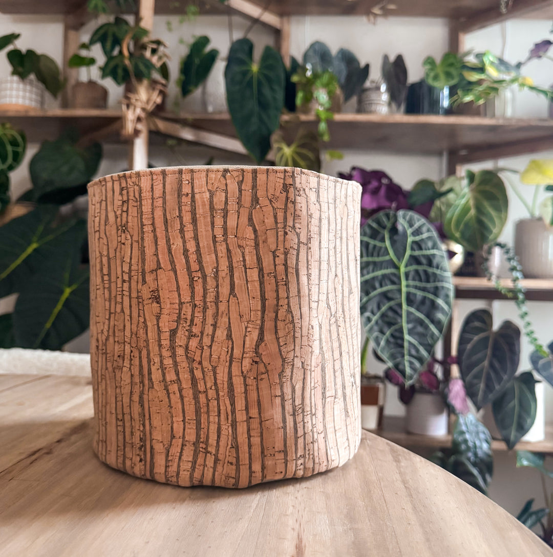 cork planter pot Earthy Wood Grain Cork Planter Cover Pot • Multiple Sizes