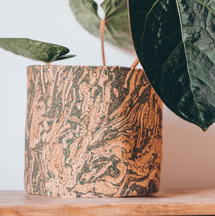 Abstract Mossy Cork Planter Cover Pot • Multiple Sizes