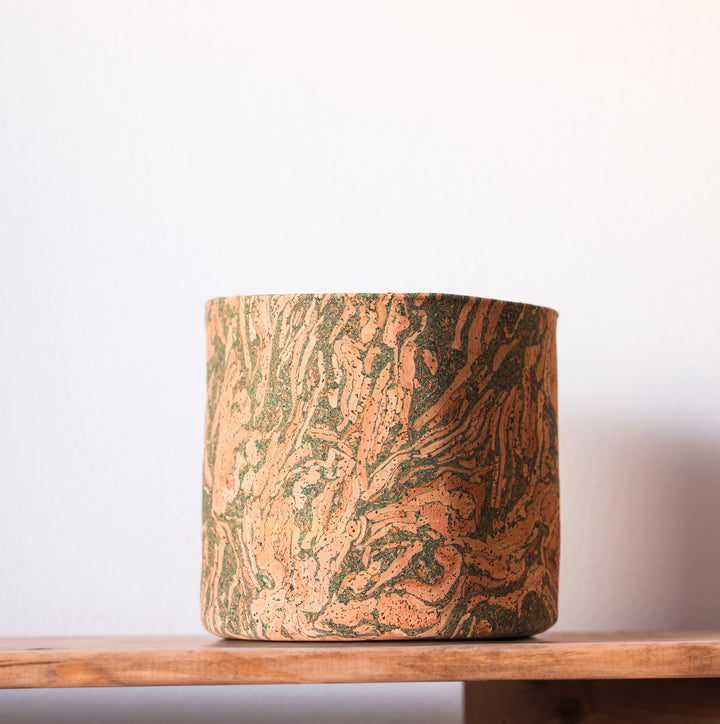 Abstract Mossy Cork Planter Cover Pot • Multiple Sizes