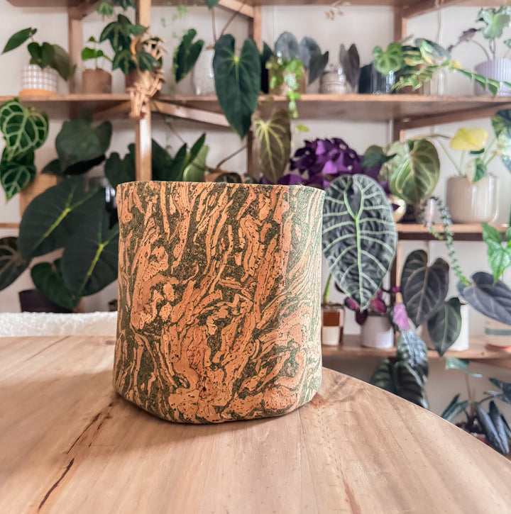 Abstract Mossy Cork Planter Cover Pot • Multiple Sizes