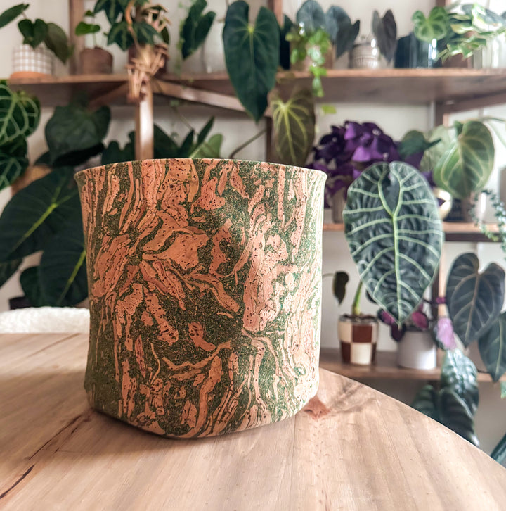 Abstract Mossy Cork Planter Cover Pot • Multiple Sizes