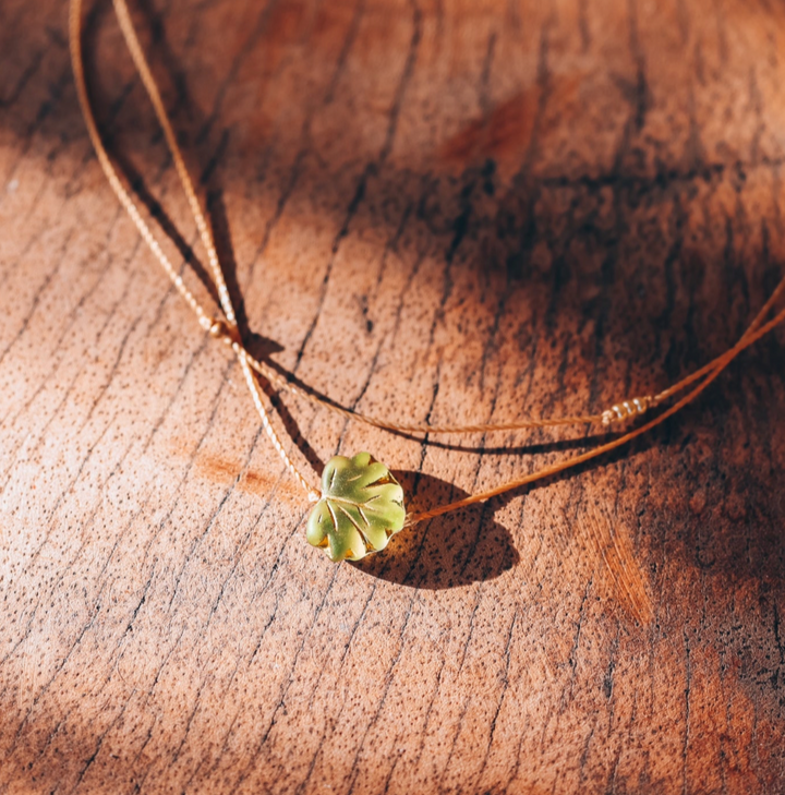 Whimsy Green Leaf Layered Necklace