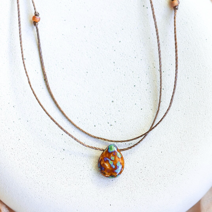 Rustic Hippie Tie Dye Pendant Necklace