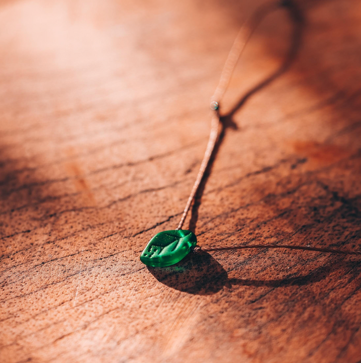 Dark Green Leaf Fairycore Necklace