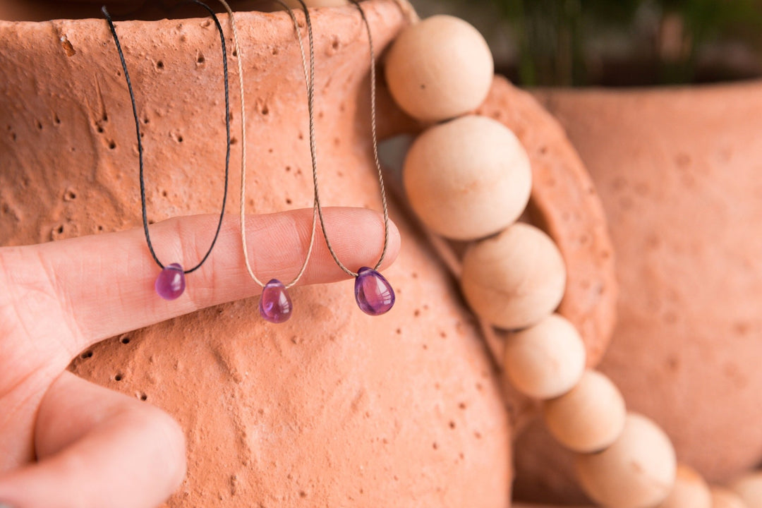 Amethyst Teardrop Choker Necklace - SAME SUN CO