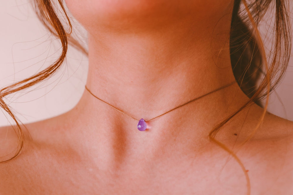 Amethyst Teardrop Choker Necklace - SAME SUN CO