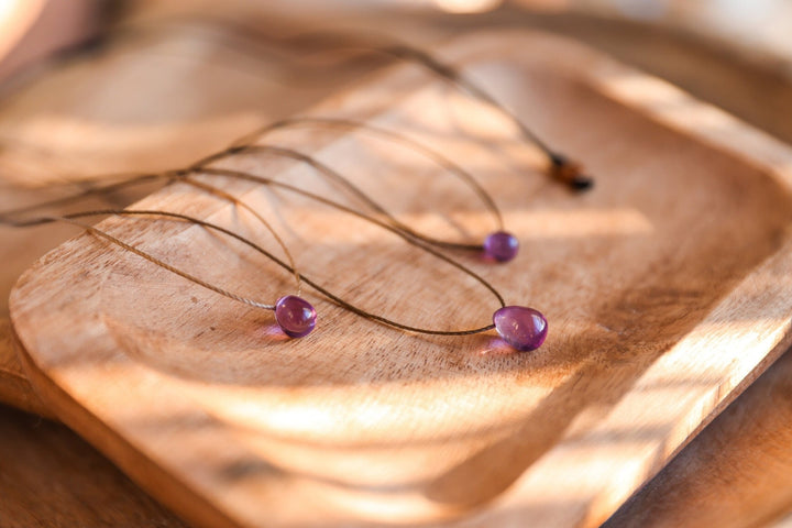 Amethyst Teardrop Choker Necklace - SAME SUN CO