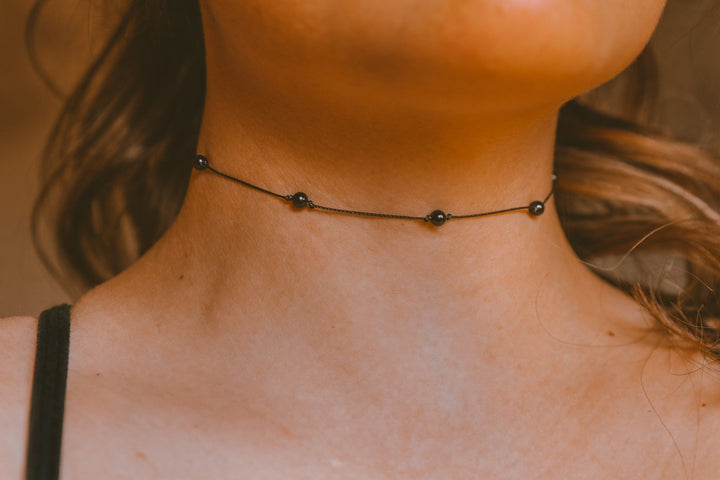 Beaded Black Onyx Choker Necklace - SAME SUN CO