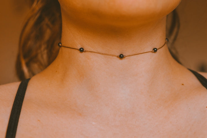 Beaded Black Onyx Choker Necklace - SAME SUN CO