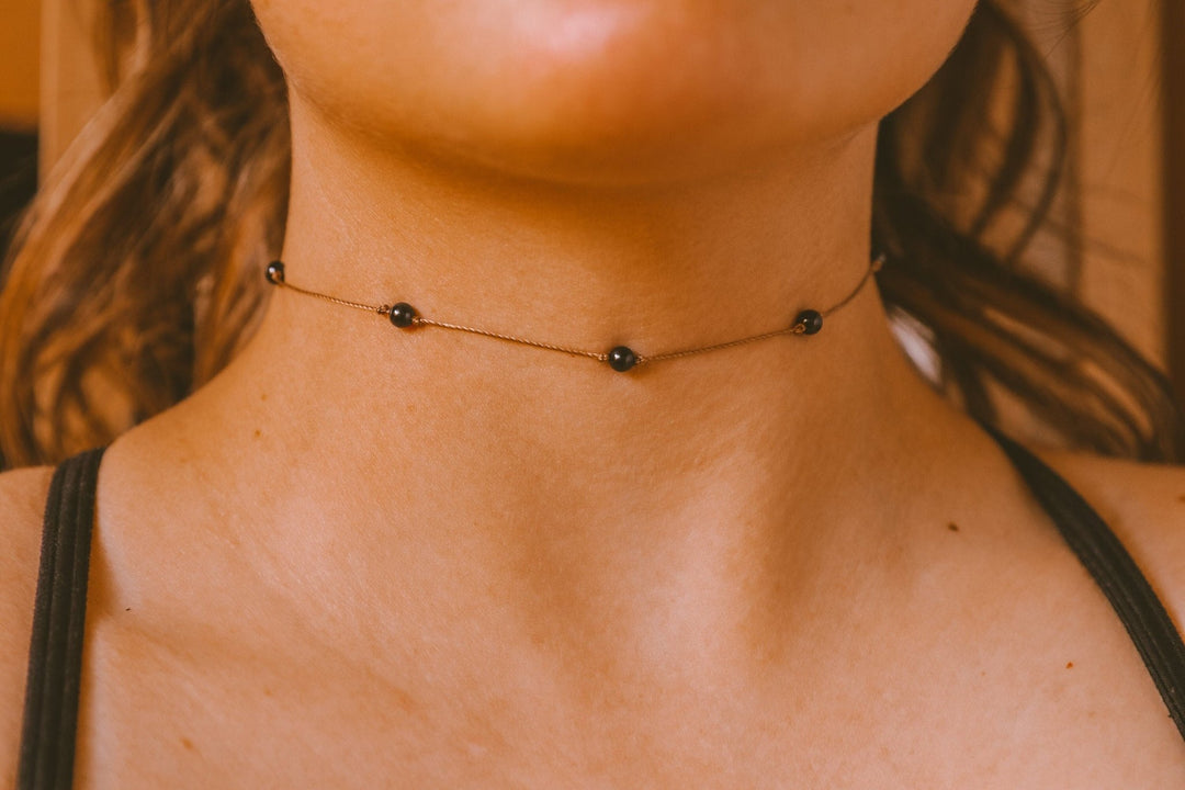 Beaded Black Onyx Choker Necklace - SAME SUN CO