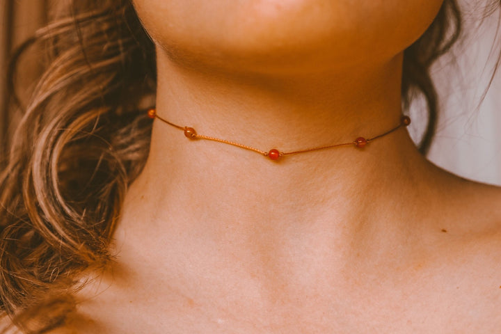 Beaded Carnelian Choker - SAME SUN CO