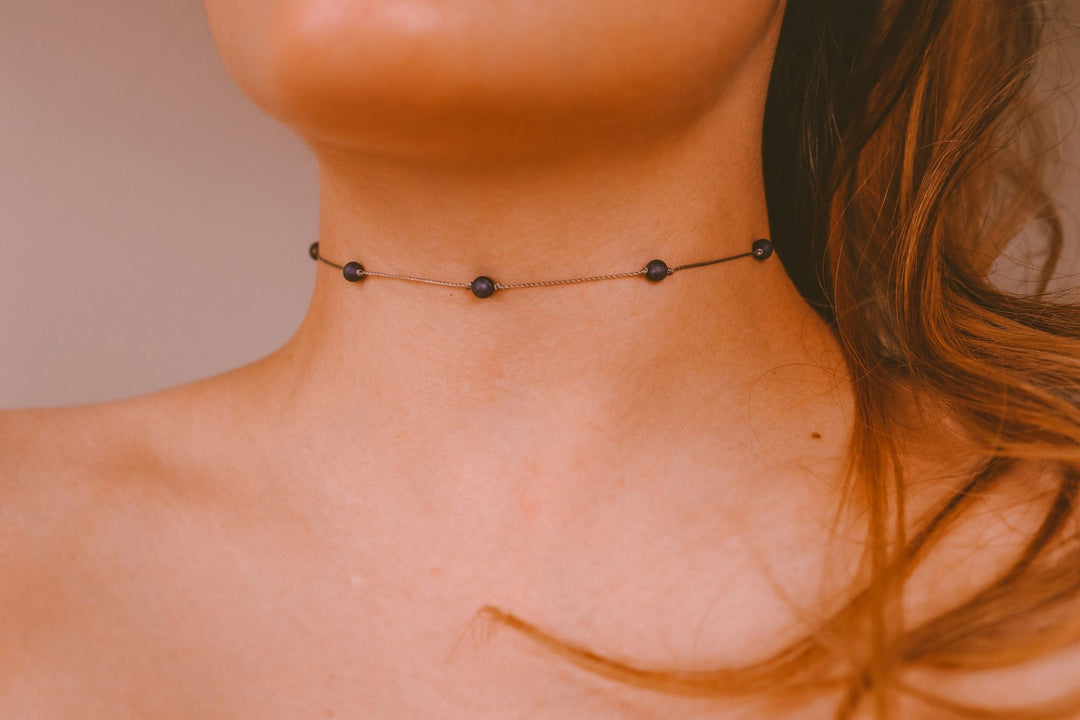 Beaded Iolite Choker Necklace - SAME SUN CO