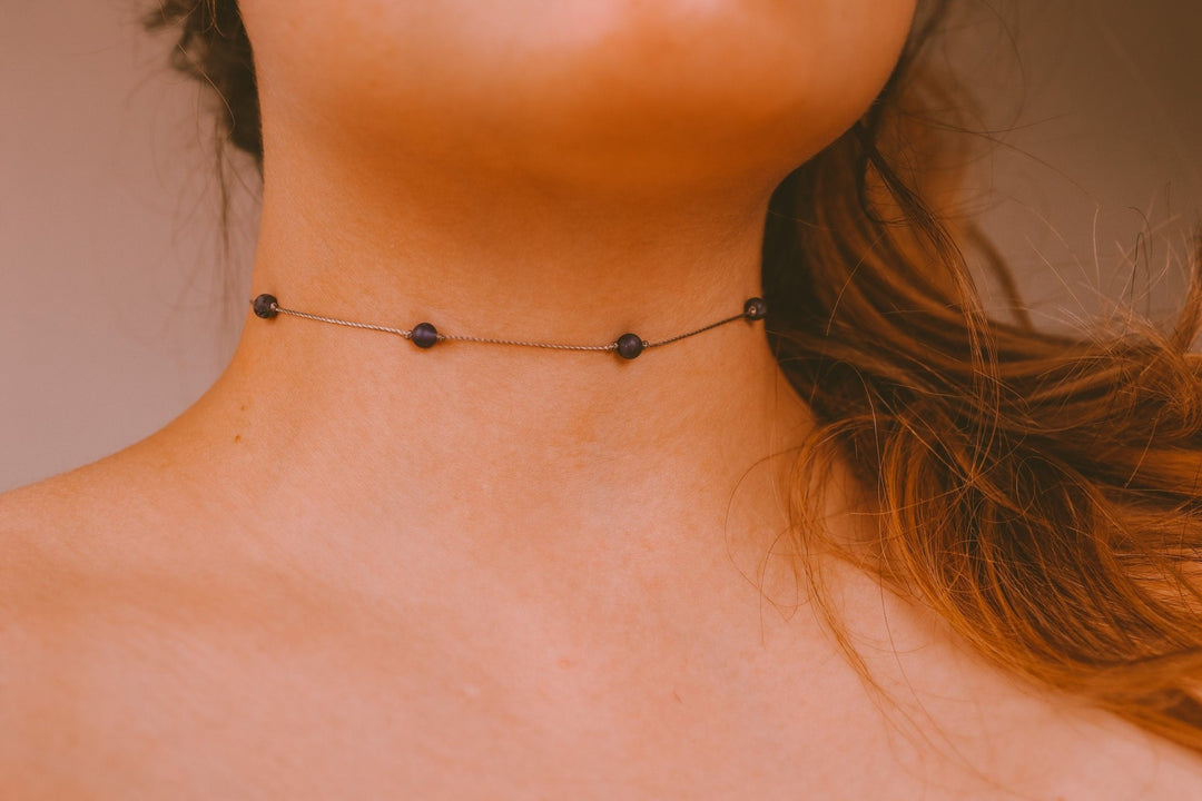 Beaded Iolite Choker Necklace - SAME SUN CO