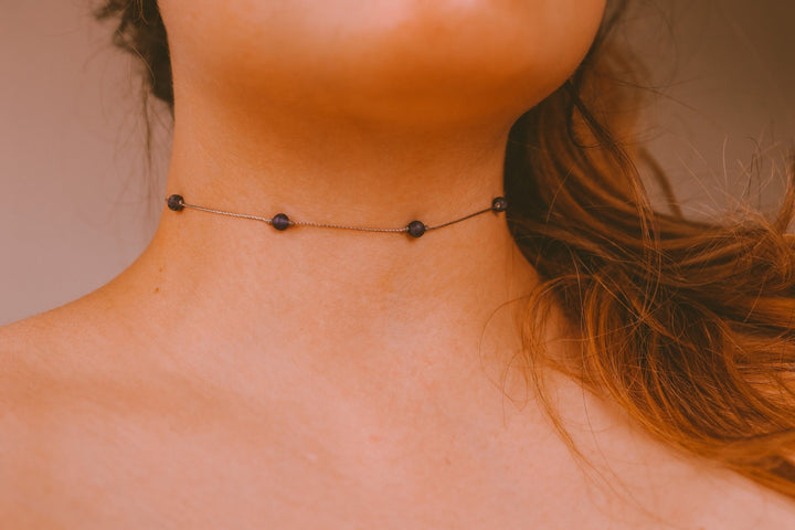 Beaded Iolite Choker Necklace - SAME SUN CO