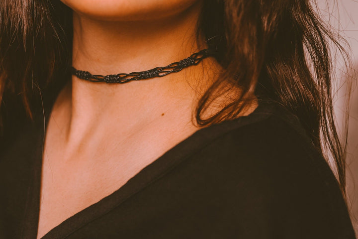 Black Choker Macrame Necklace - SAME SUN CO