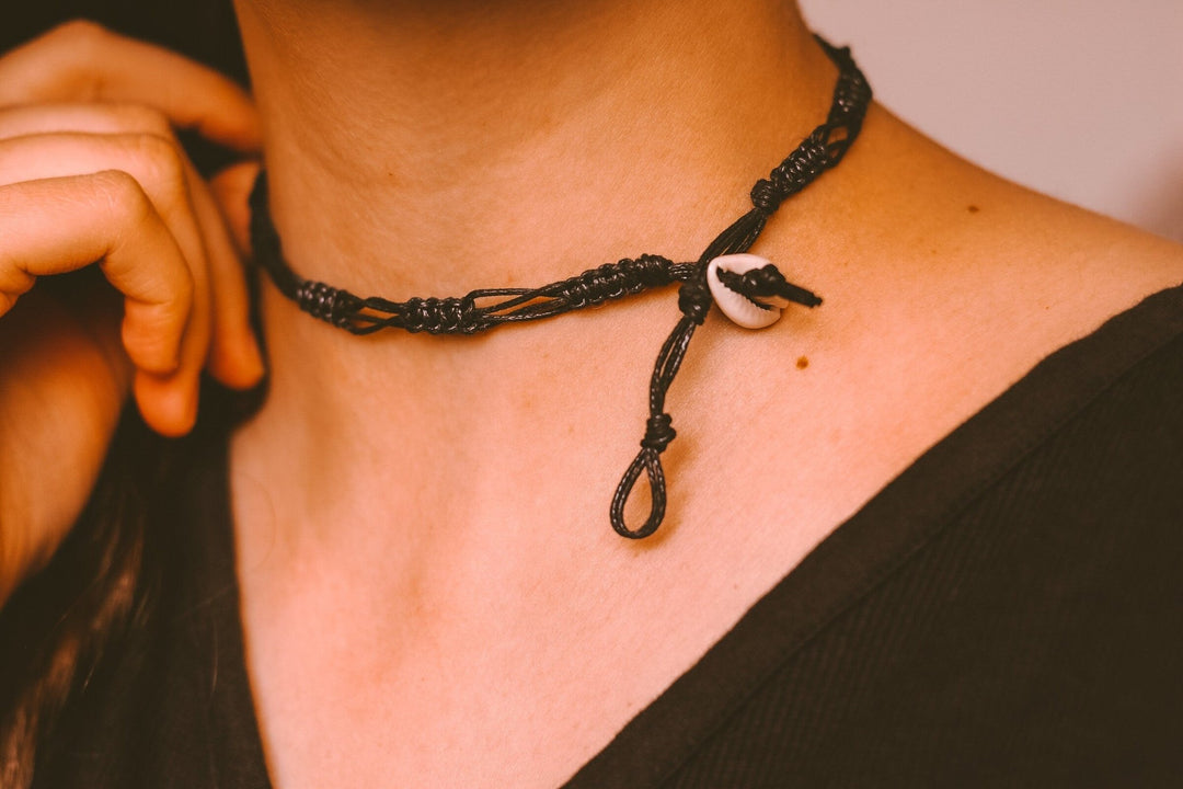 Black Choker Macrame Necklace - SAME SUN CO