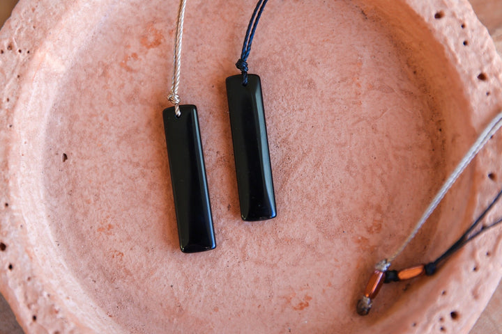Black Obsidian Pendant Necklace - SAME SUN CO