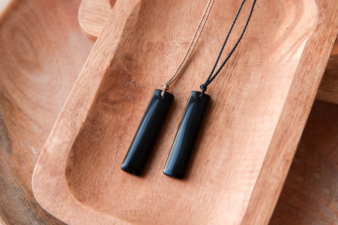 Black Obsidian Pendant Necklace - SAME SUN CO