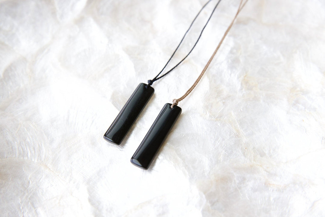 Black Obsidian Pendant Necklace - SAME SUN CO