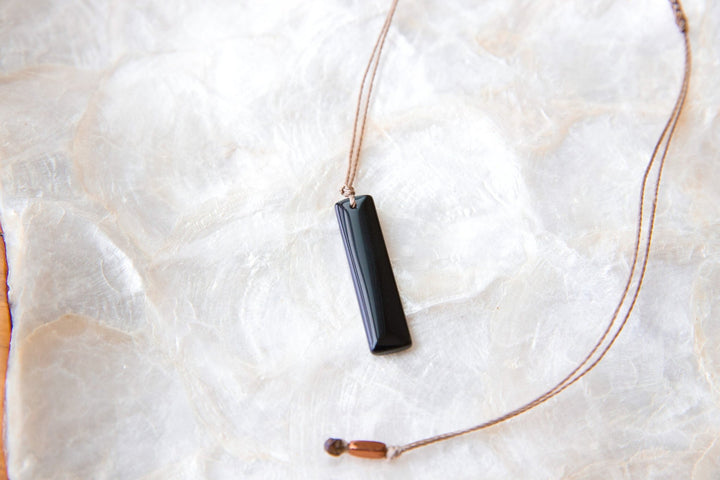 Black Obsidian Pendant Necklace - SAME SUN CO