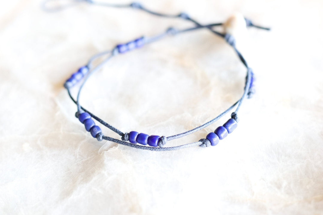 Blue African Beaded Anklet - SAME SUN CO