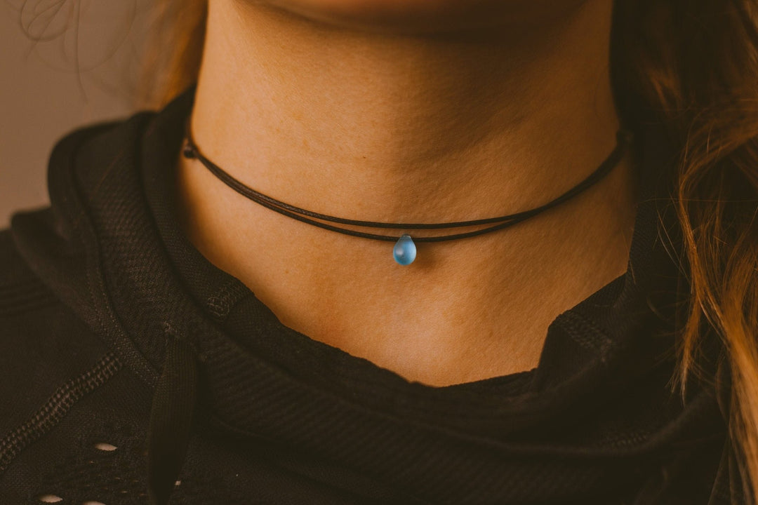 Blue Teardrop Choker Necklace - SAME SUN CO