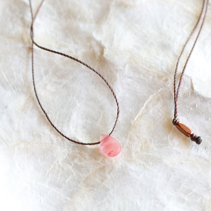 Cherry Quartz Drop Necklace - SAME SUN CO