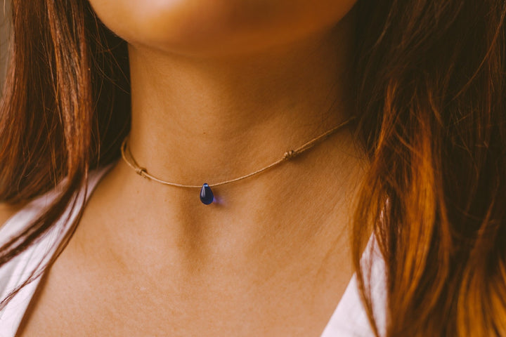 Cobalt Blue Teardrop Necklace - SAME SUN CO