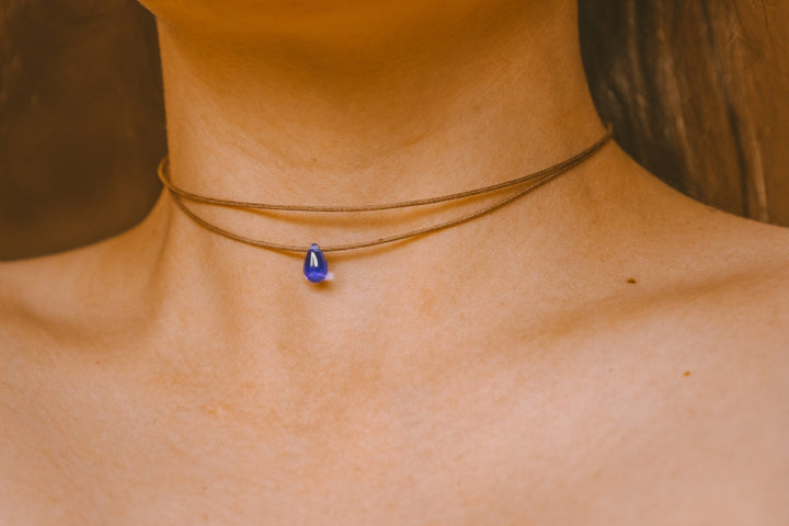 Cobalt Blue Teardrop Necklace - SAME SUN CO