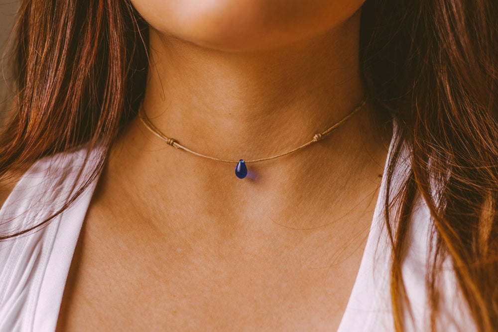 Cobalt Blue Teardrop Necklace - SAME SUN CO