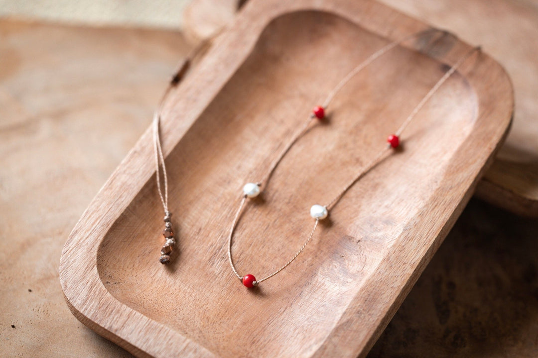 Coral Pearl Choker Necklace - SAME SUN CO