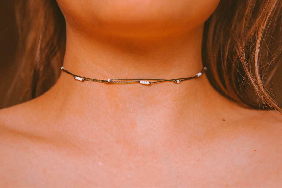 Dainty Beaded Choker Necklace - SAME SUN CO