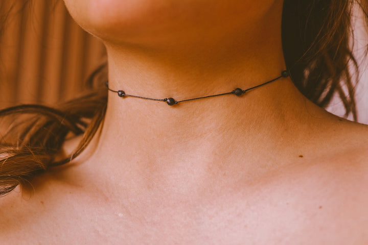 Dainty Black Onyx Choker Necklace - SAME SUN CO