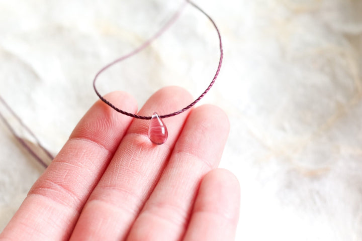 Dainty Purple Teardrop Necklace - SAME SUN CO