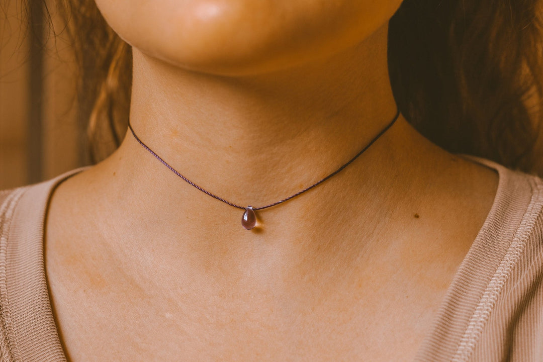 Dainty Purple Teardrop Necklace - SAME SUN CO