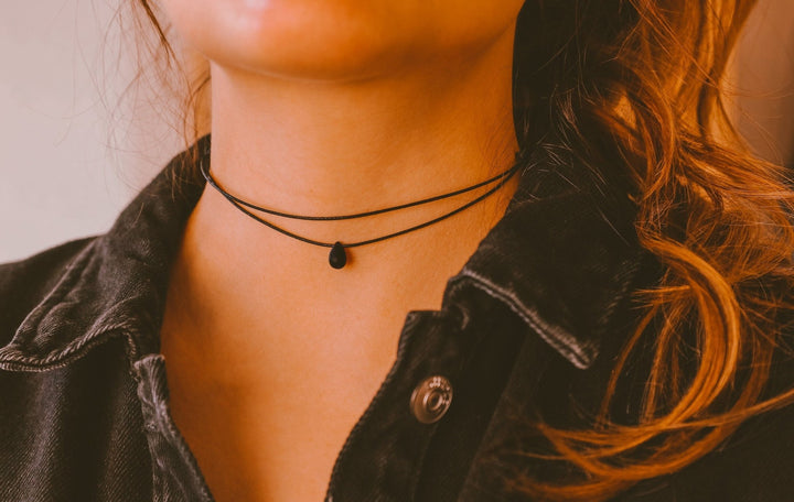 Double Layered Black Choker Necklace - SAME SUN CO