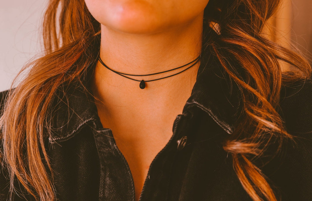 Double Layered Black Choker Necklace - SAME SUN CO