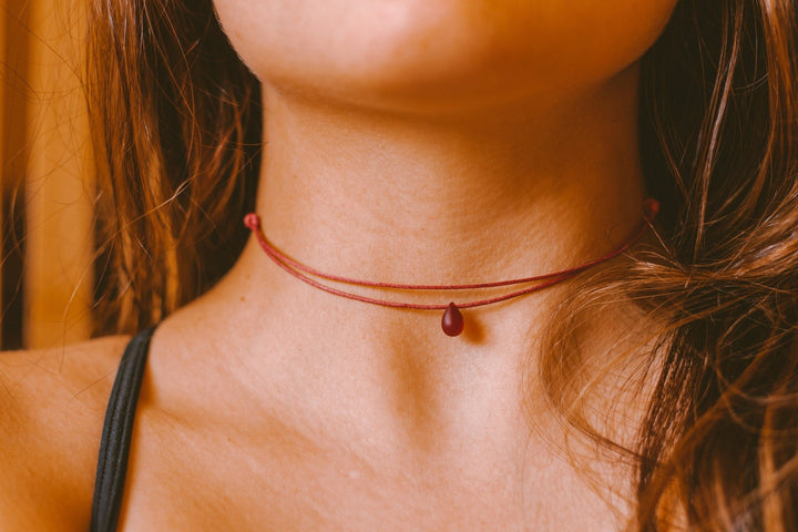 Double Layered Red Teardrop Choker - SAME SUN CO