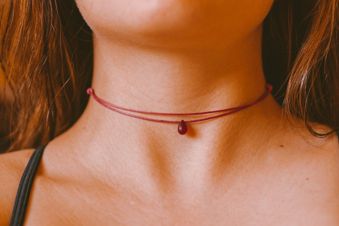 Double Layered Red Teardrop Choker - SAME SUN CO