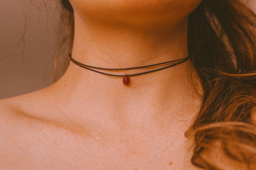 Double Layered Red Teardrop Choker - SAME SUN CO