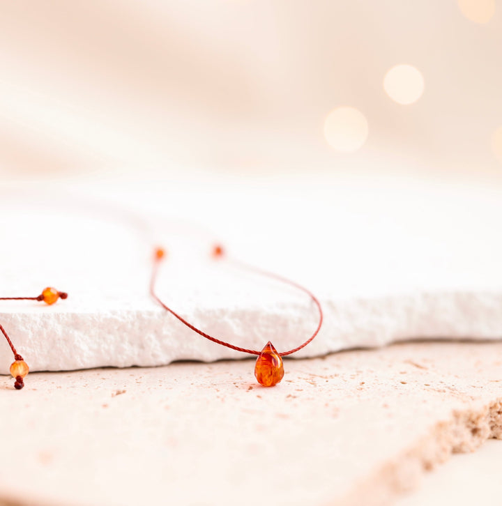 Fiery Carnelian Teardrop Choker - SAME SUN CO