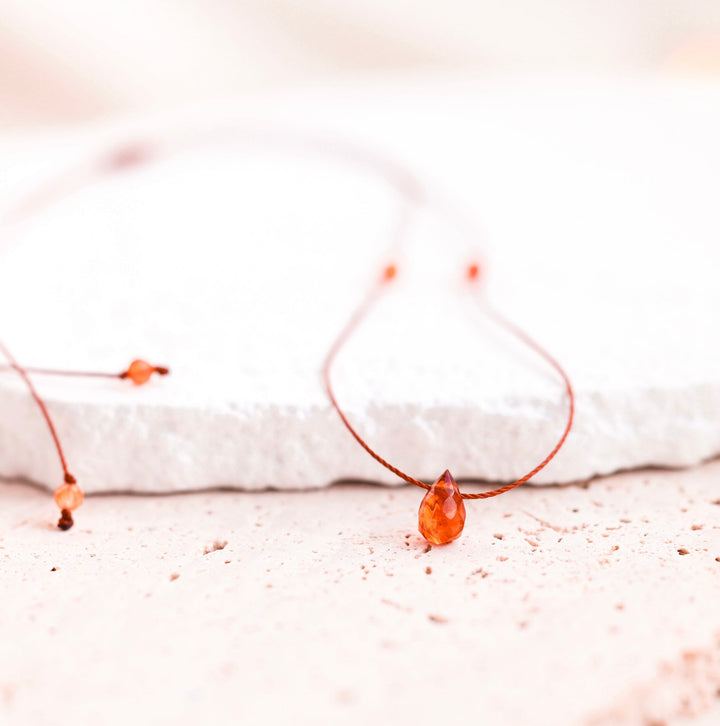 Fiery Carnelian Teardrop Choker - SAME SUN CO