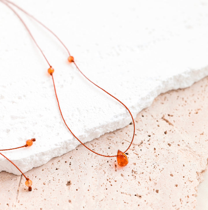 Fiery Carnelian Teardrop Choker - SAME SUN CO