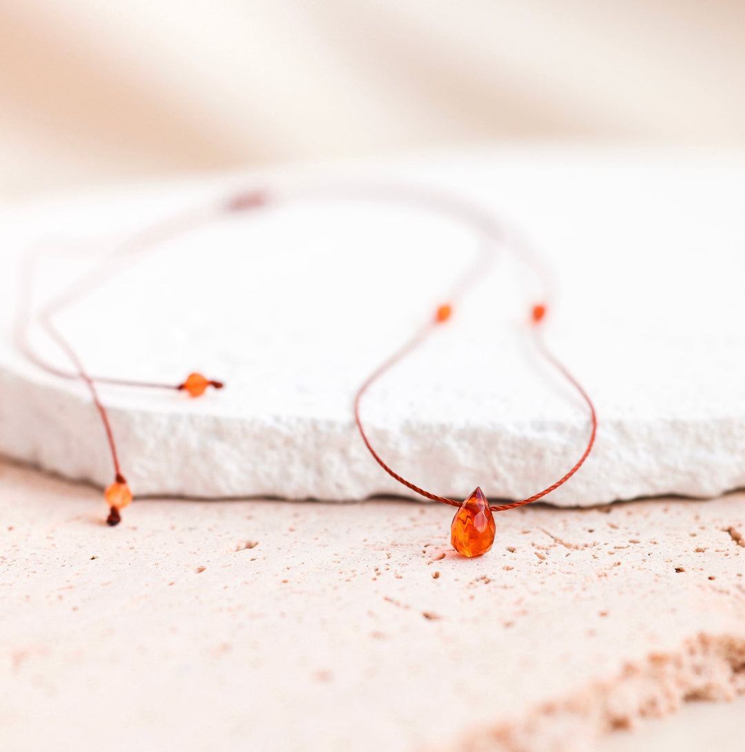 Fiery Carnelian Teardrop Choker - SAME SUN CO